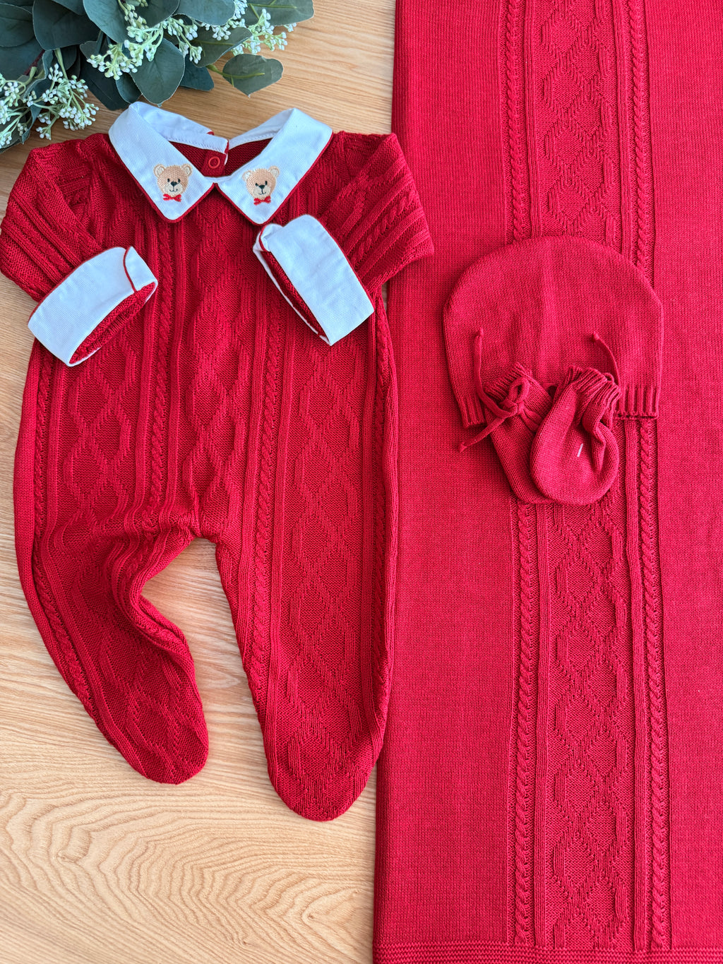 Saída Maternidade Tricot  Luan - Vermelho