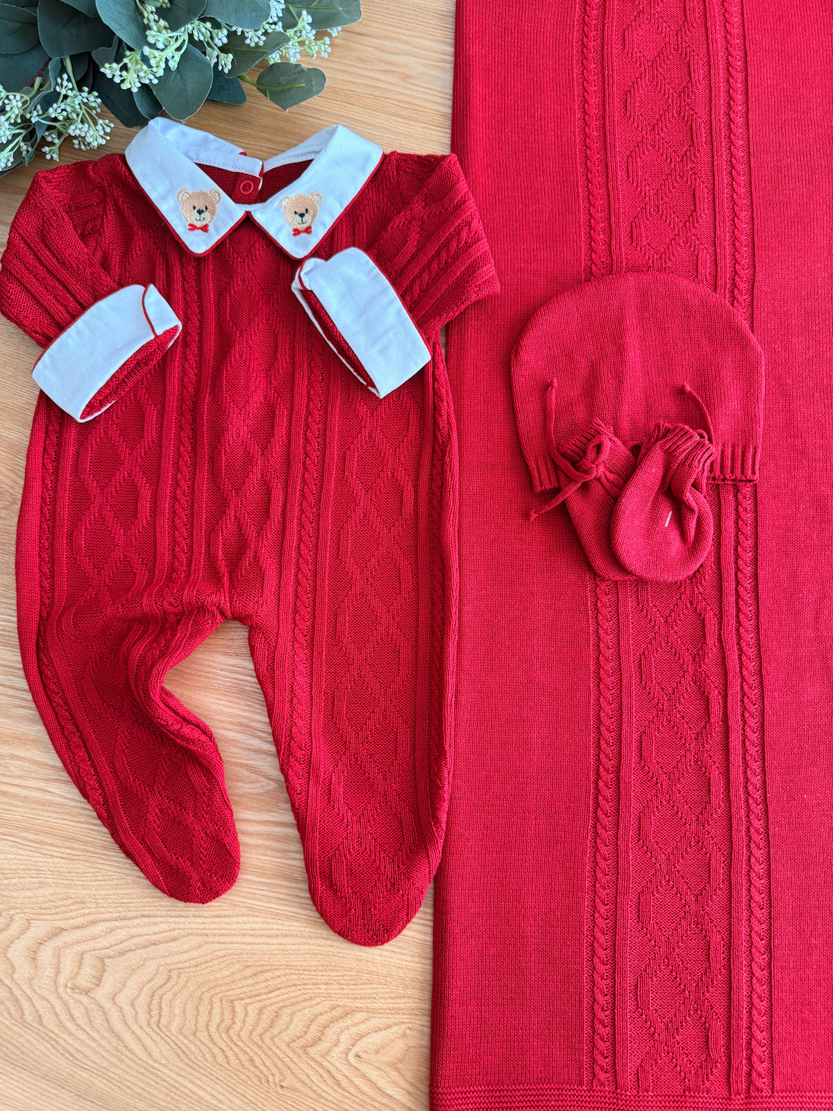 Saída Maternidade Tricot  Luan - Vermelho