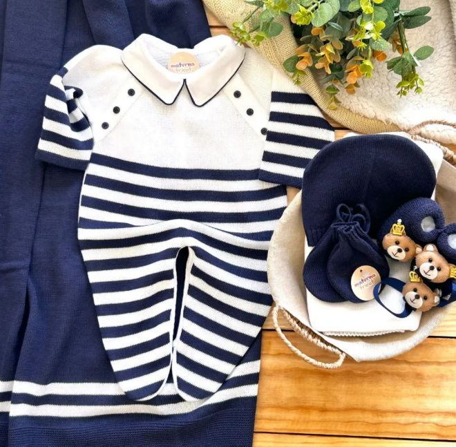 Saída Maternidade Tricot Raglan Listras