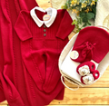 Saída Maternidade Tricot Pala Botões - Vermelho
