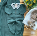 Saída Maternidade Tricot Pala Botões - Verde Escuro