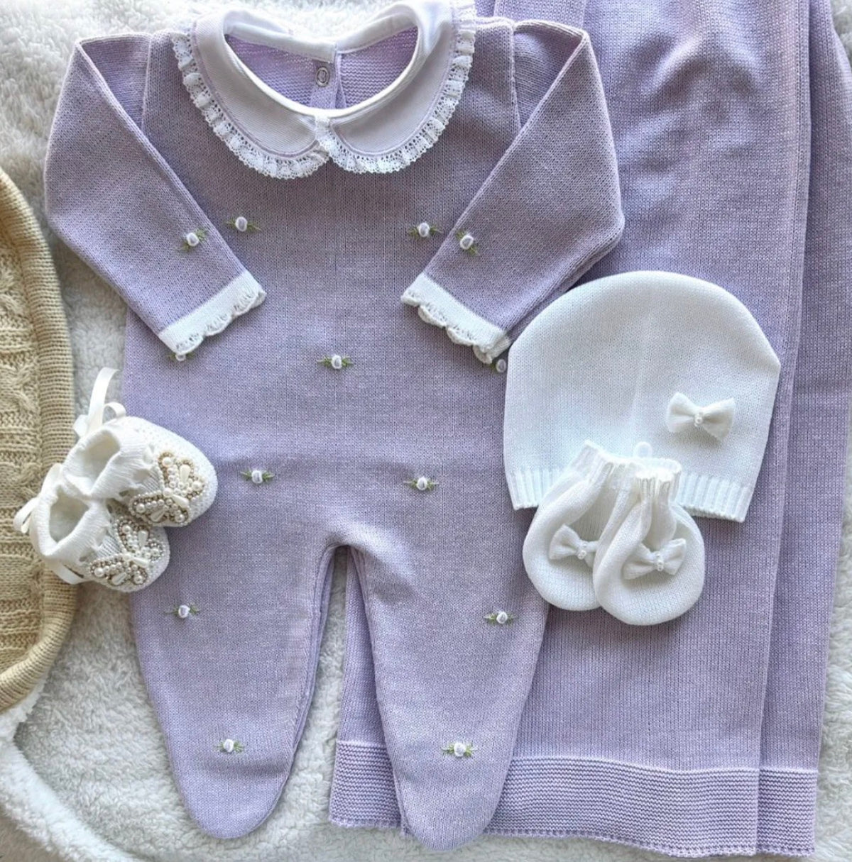 Saída Maternidade Tricot Bella Rococó