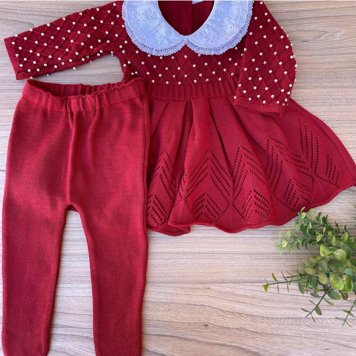 Saída Maternidade Tricot Vestido pérola