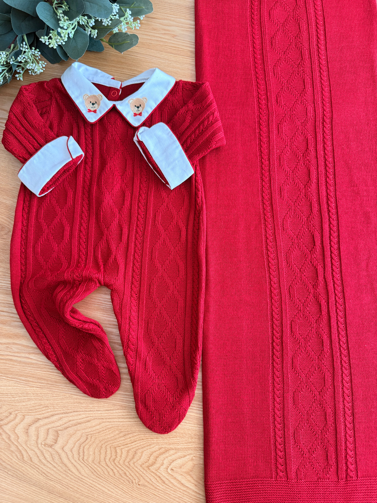 Saída Maternidade Tricot  Luan - Vermelho
