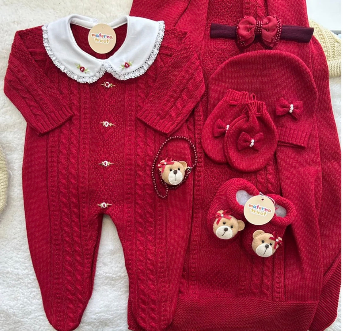 Saída Maternidade Tricot Renata c/ Rococó