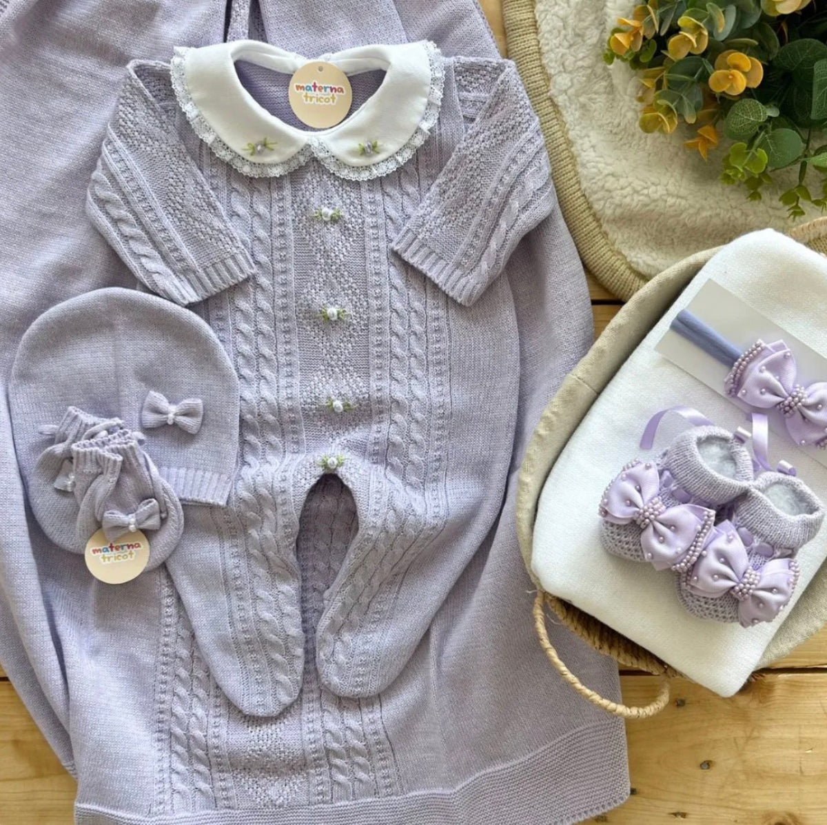 Saída Maternidade Tricot Renata c/ Rococó