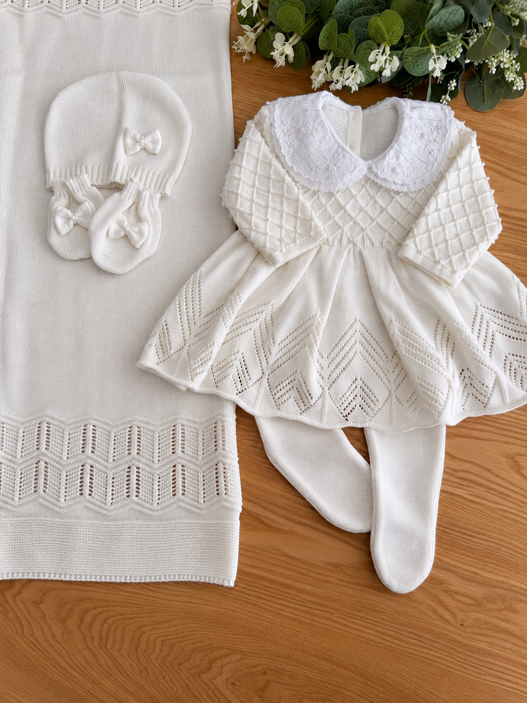 Saída Maternidade Tricot Vestido pérola