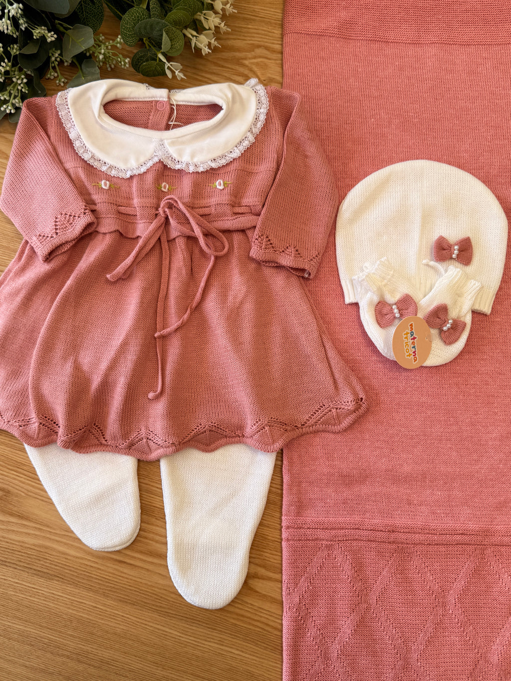 Saída Maternidade Tricot Vestido Laço Rococó