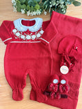 Saída Maternidade Tricot Macacão Flores