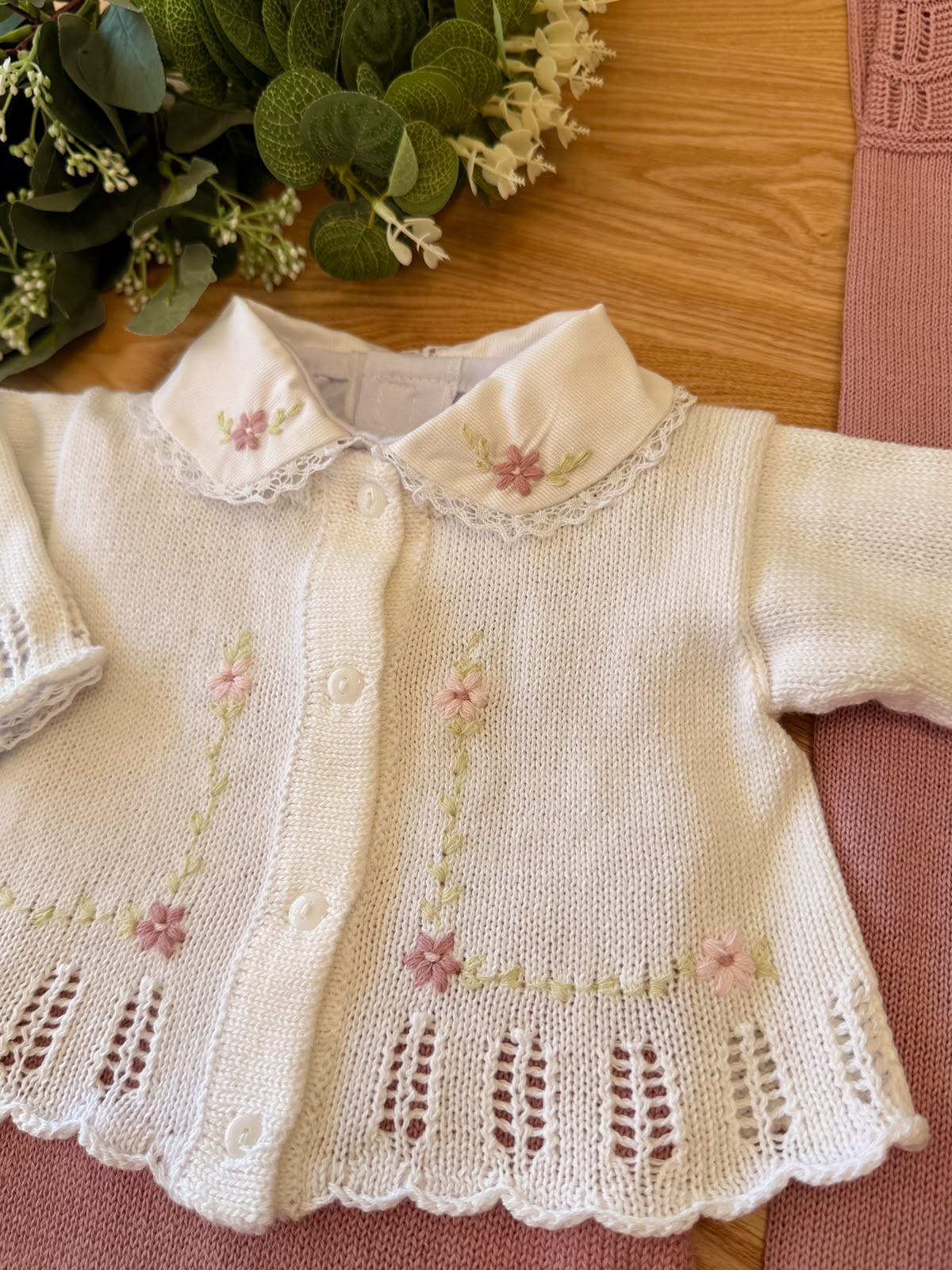 Saída Maternidade Tricot Casaquinho Floral