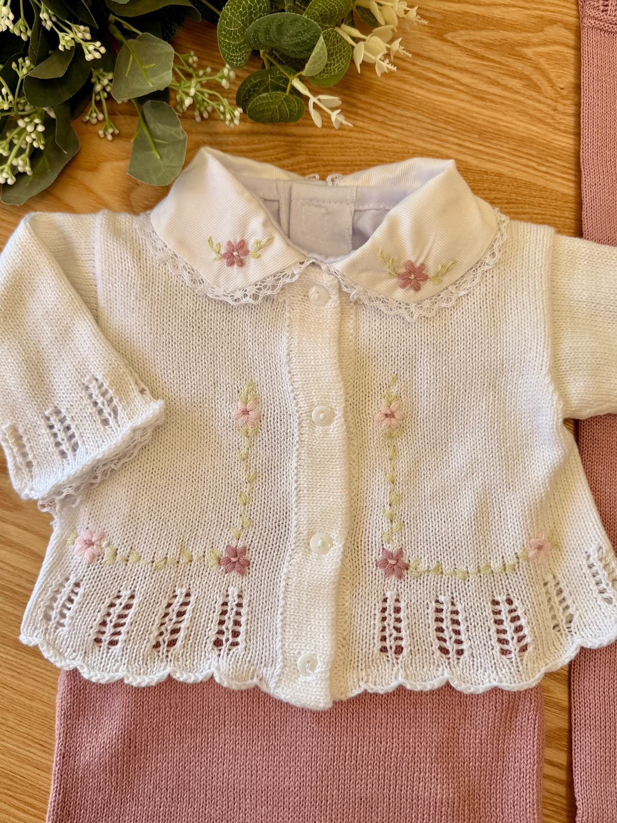 Saída Maternidade Tricot Casaquinho Floral