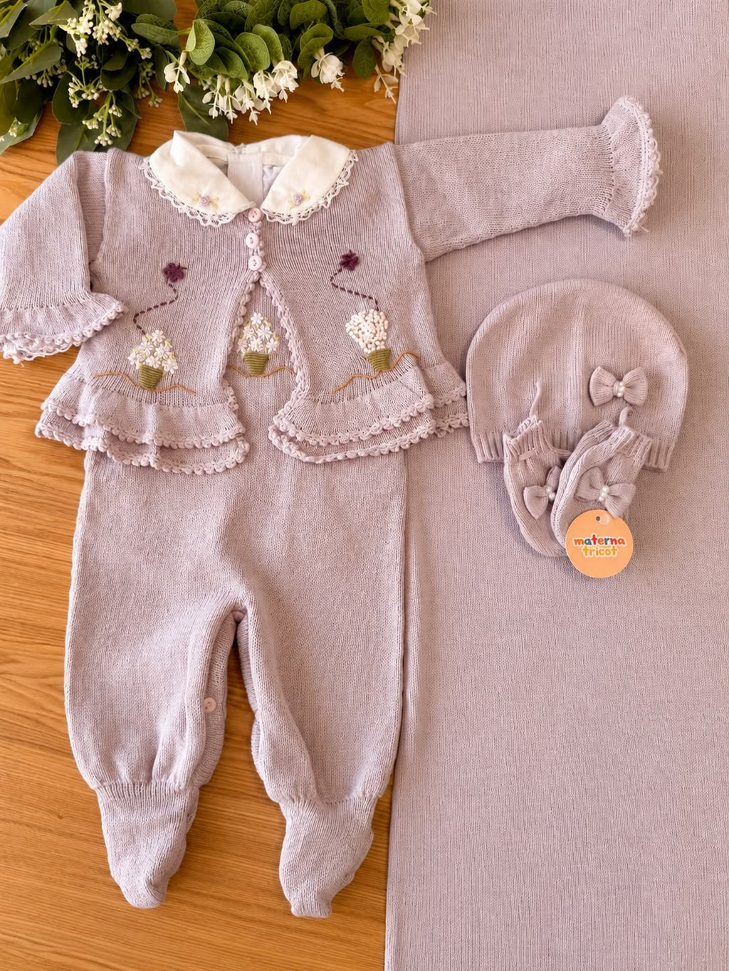 Saída Maternidade Tricot Casaquinho Jardim