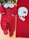 Saída Maternidade Tricot Vermelho Coração