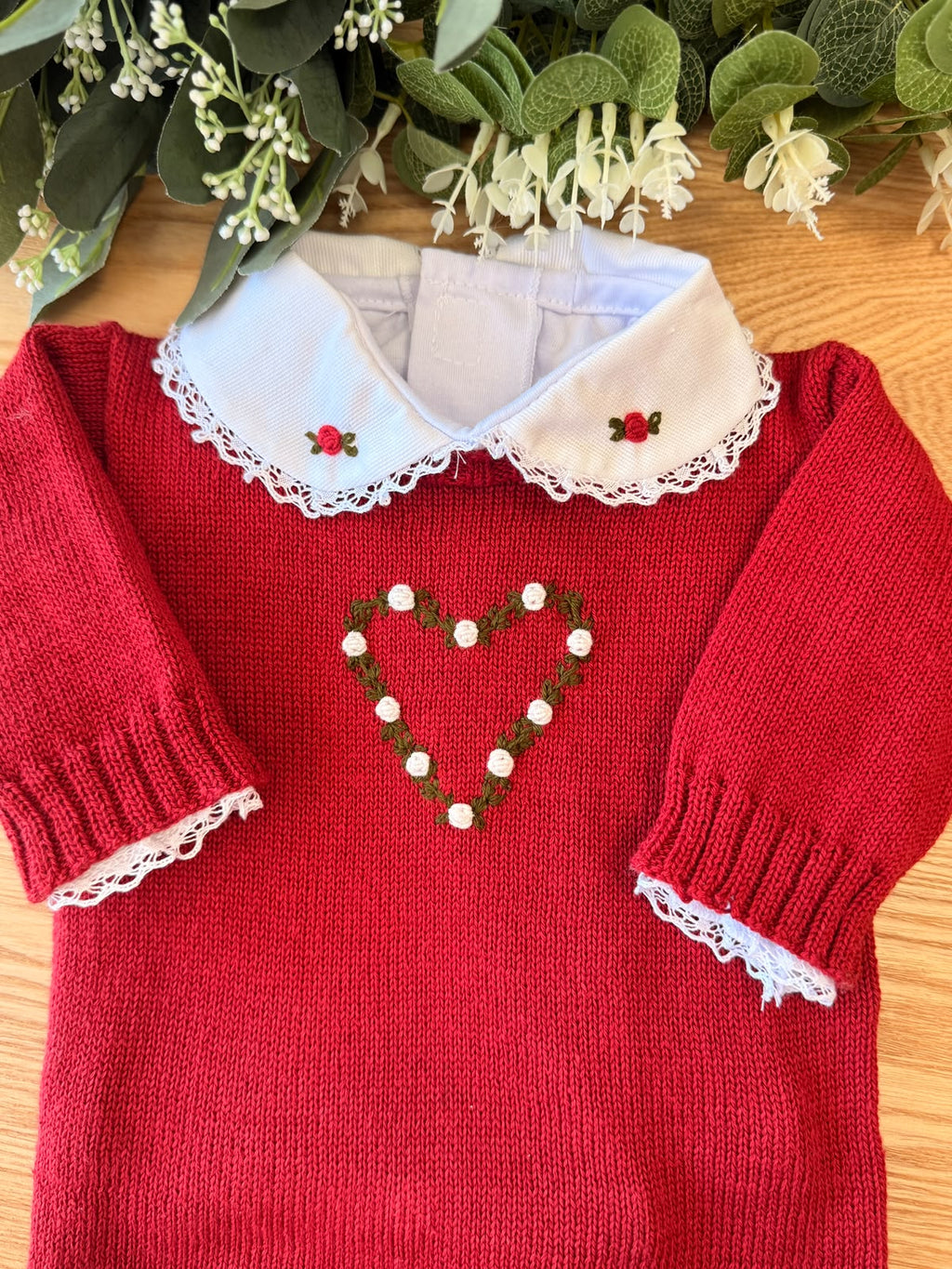 Saída Maternidade Tricot Vermelho Coração