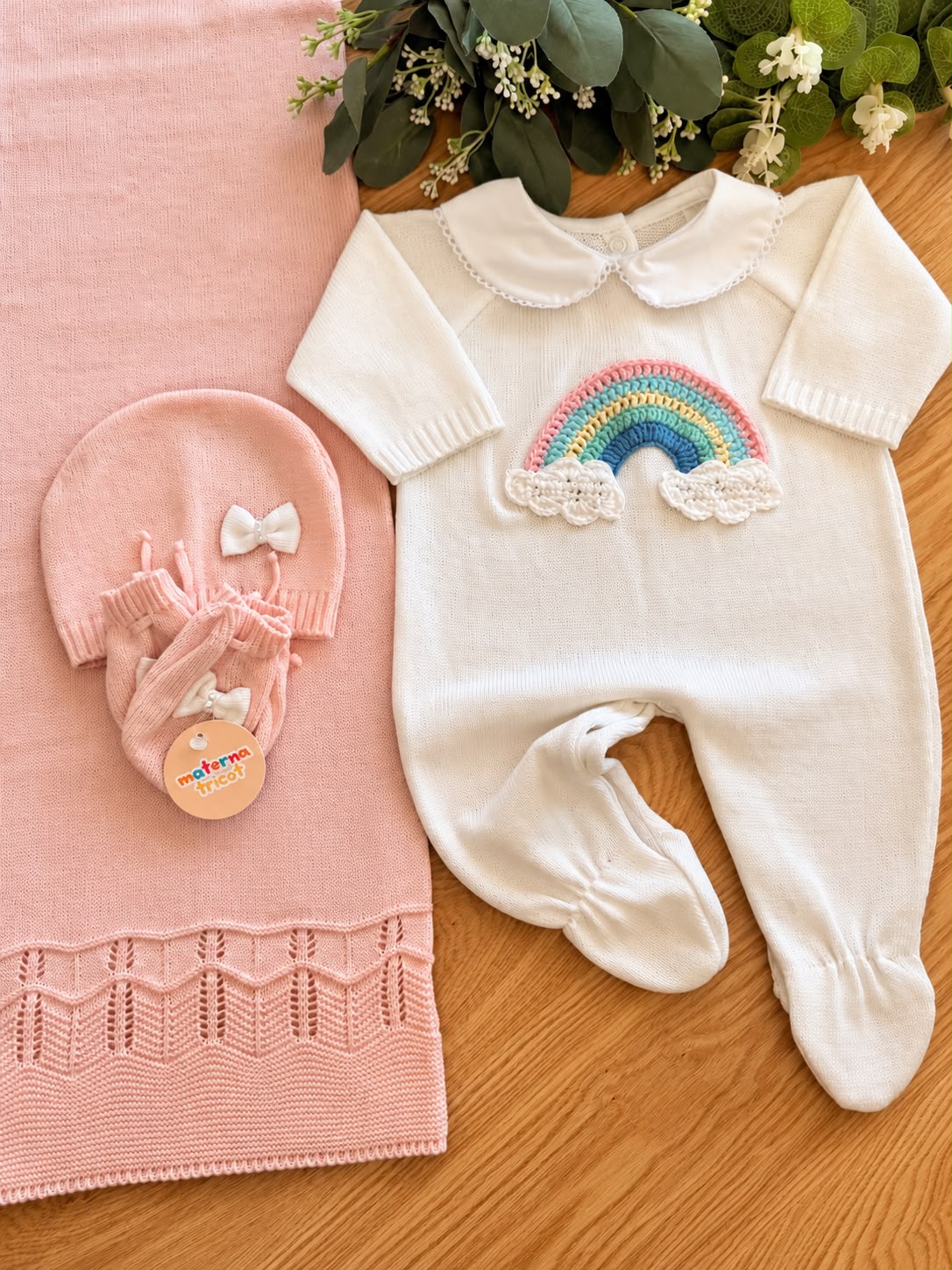 Saída Maternidade Tricot Arco íris