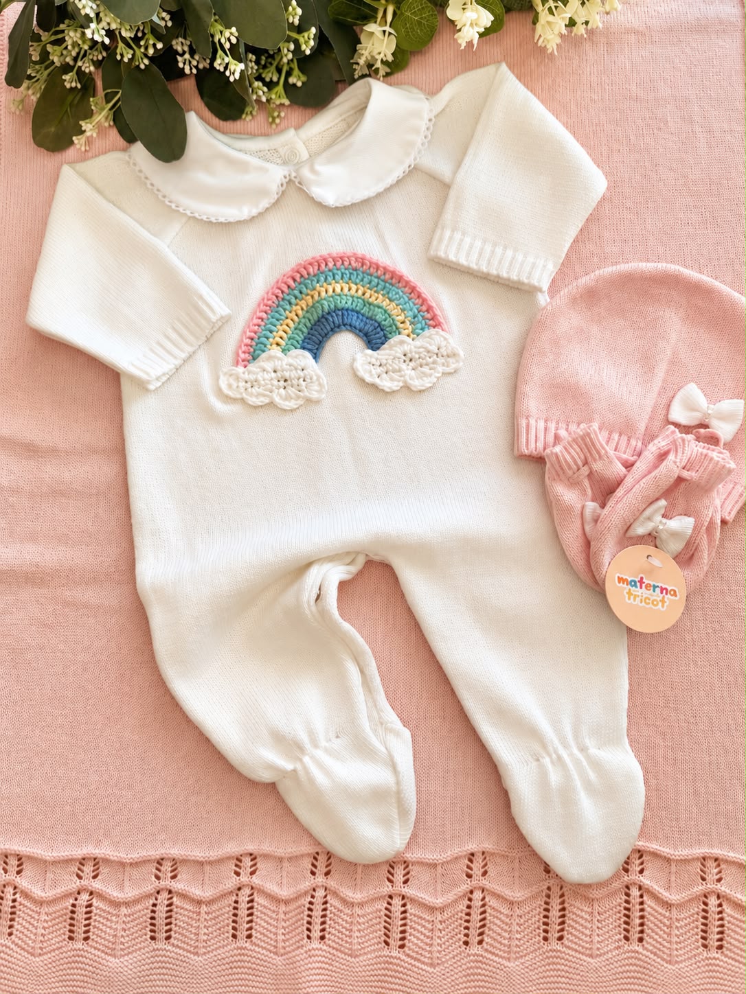 Saída Maternidade Tricot Arco íris