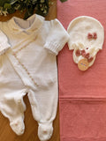 Saída Maternidade Tricot Trança Flores