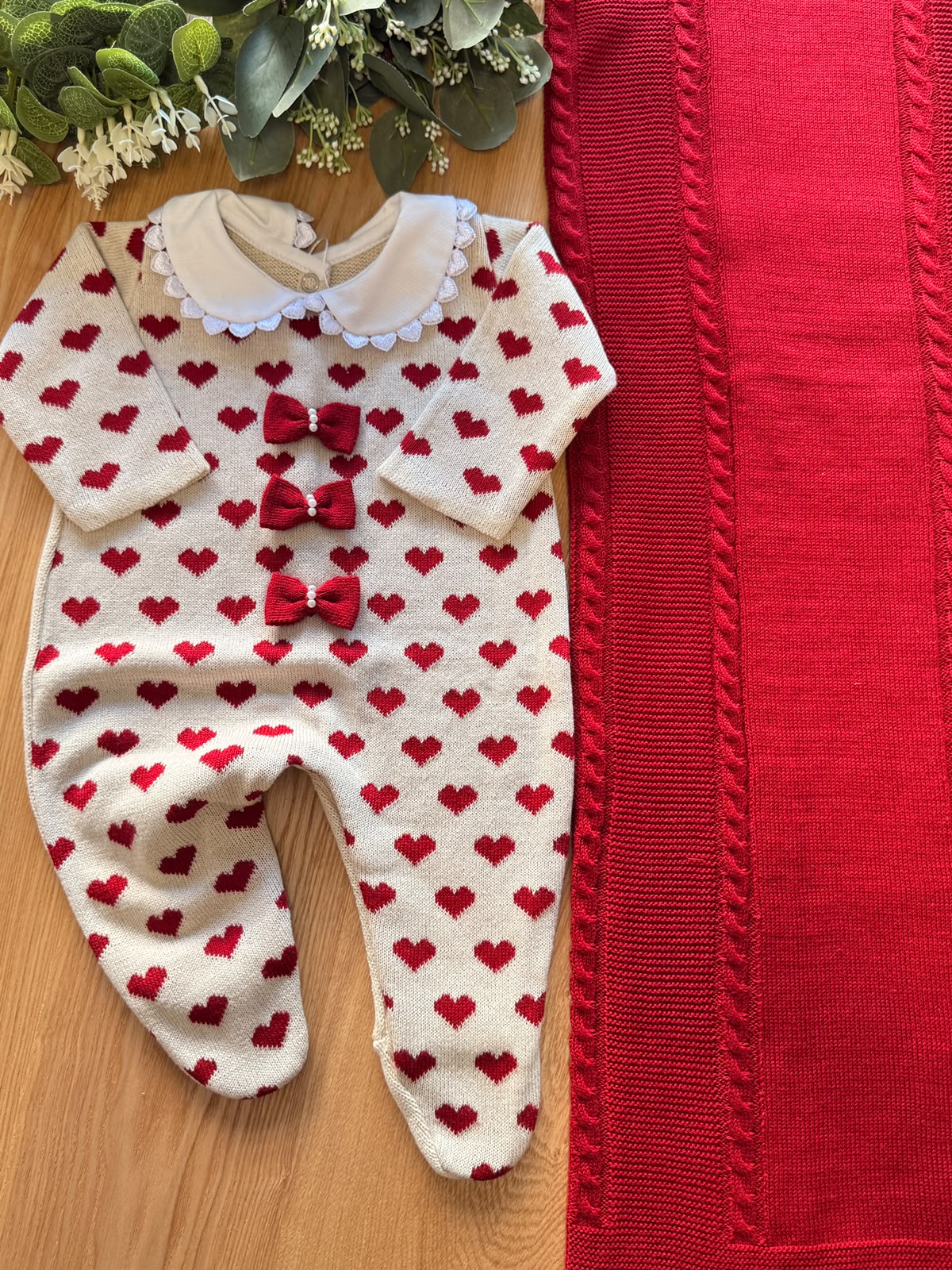 Saída Maternidade Tricot Laço Coração