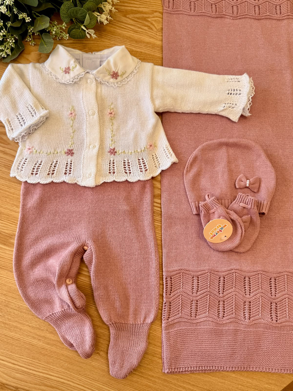 Saída Maternidade Tricot Casaquinho Floral