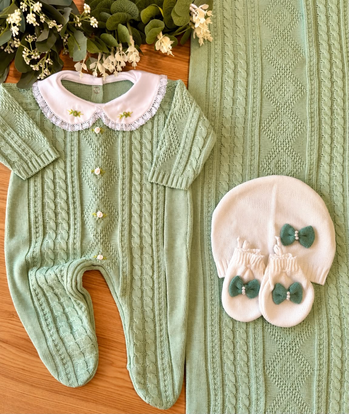 Saída Maternidade Tricot Renata c/ Rococó