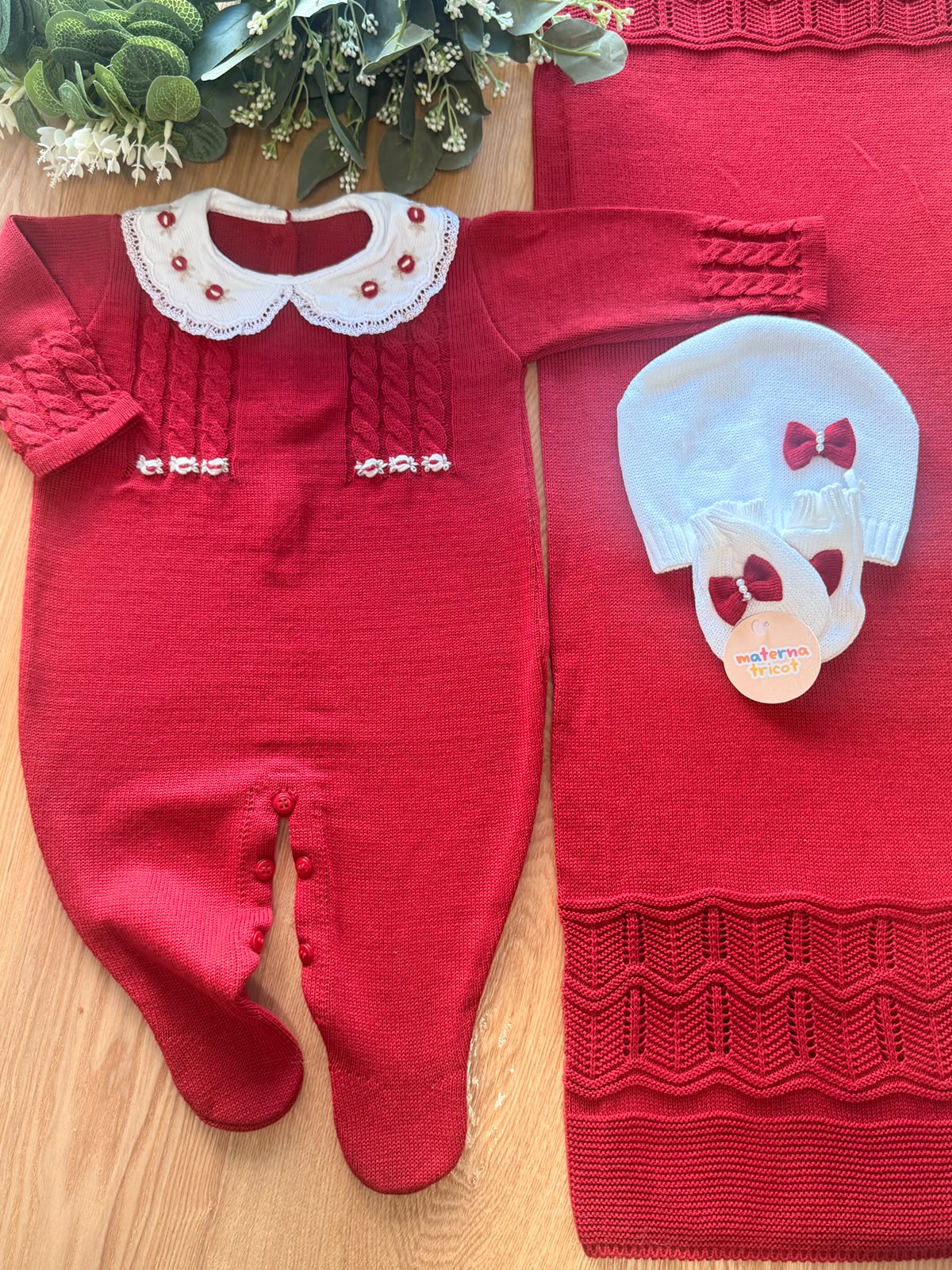 Saída Maternidade Tricot Priscila Bordado