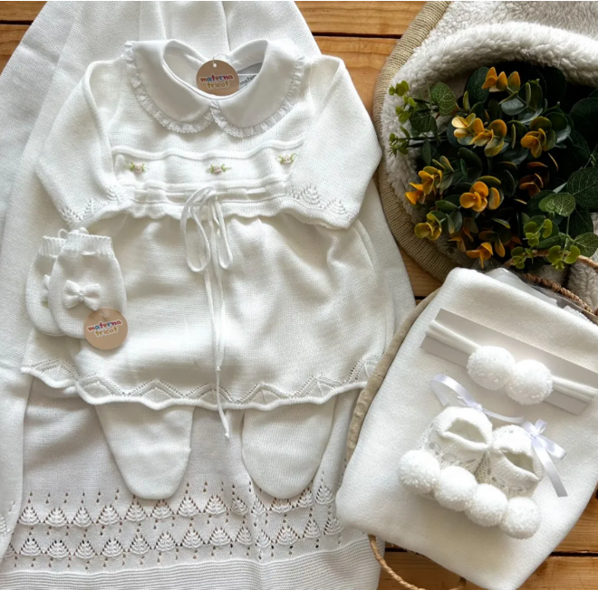 Saída Maternidade Tricot Vestido Laço Rococó