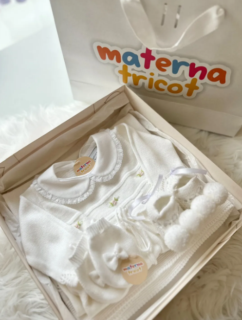 Saída Maternidade Tricot Vestido Laço Rococó