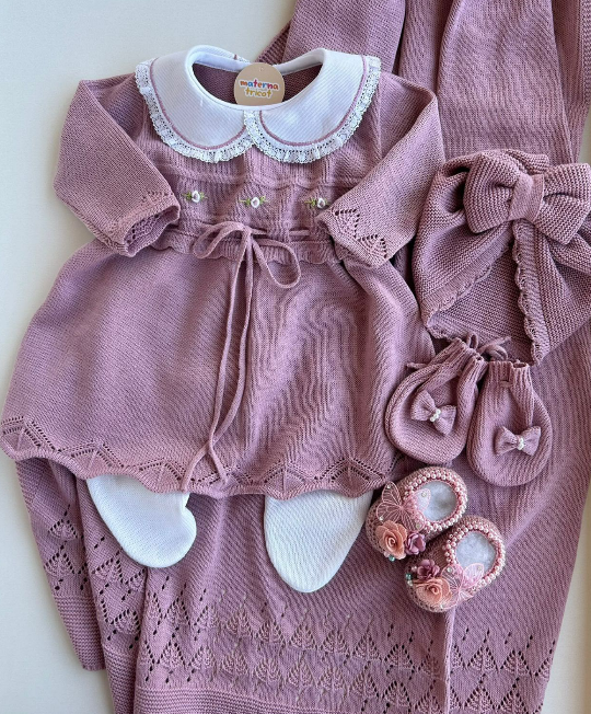 Saída Maternidade Tricot Vestido Laço Rococó